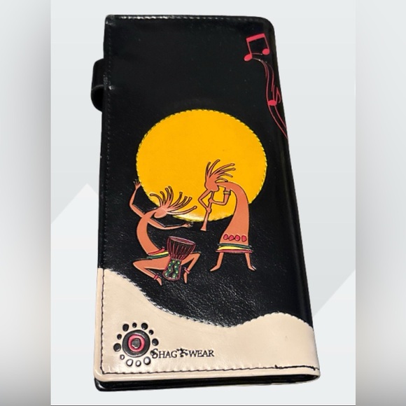 2/$30 Kokopelli Black Leather Wallet - Picture 3 of 7